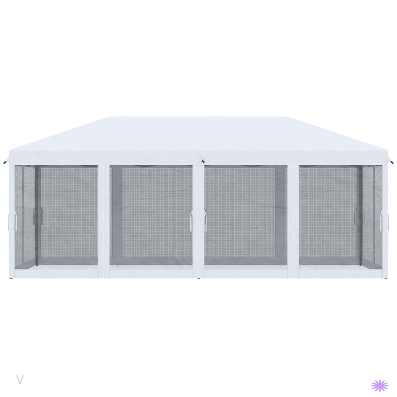Outsunny 10' X 20' Pop Up Large Canopy Tent With Netting, Heavy Duty Instant Sun Shelter For Parties With Carry Bag For Outdoor, Garden, Patio