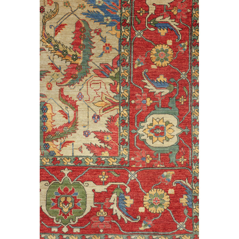 Tapis ivoire rectangulaire unique 9 pi 2 po x 11 pi 10 po Mazar