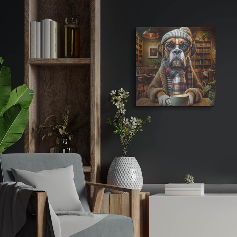 «Hipster Dog - Boxer» par Rey Klimt, art mural en métal, H 24 po x l 24 po