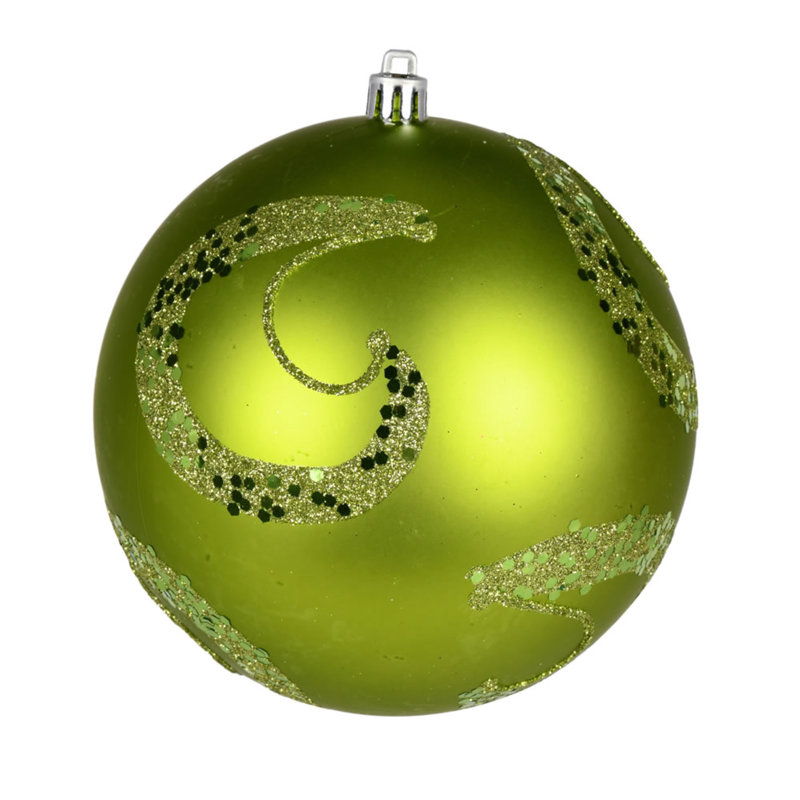 Ornement boule mat à paillettes, Lime