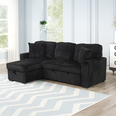 CloudRest 117" Reversible Sectional Sleeper Sofa with Corduroy Upholstery Storage Chaise USB Charging Ports and Cup Holders