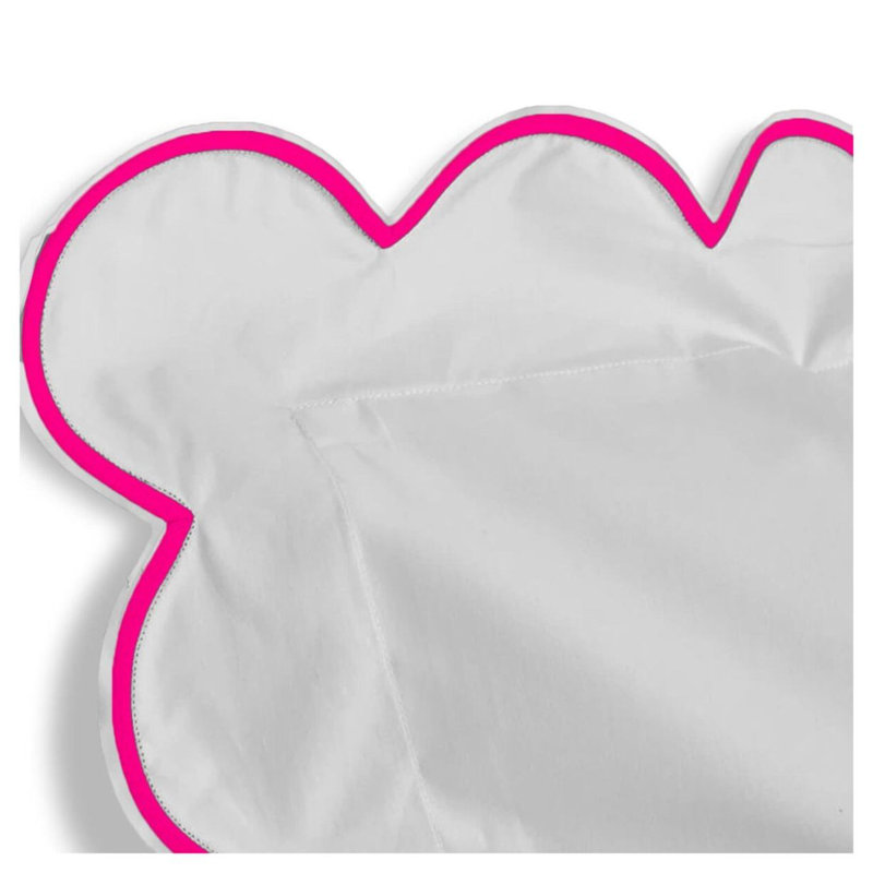 400TC Cotton Scallop Embroidery Sateen Duvet Cover Set, Pink/White, Twin XL Duvet Cover + 2 Standard Pillowcases