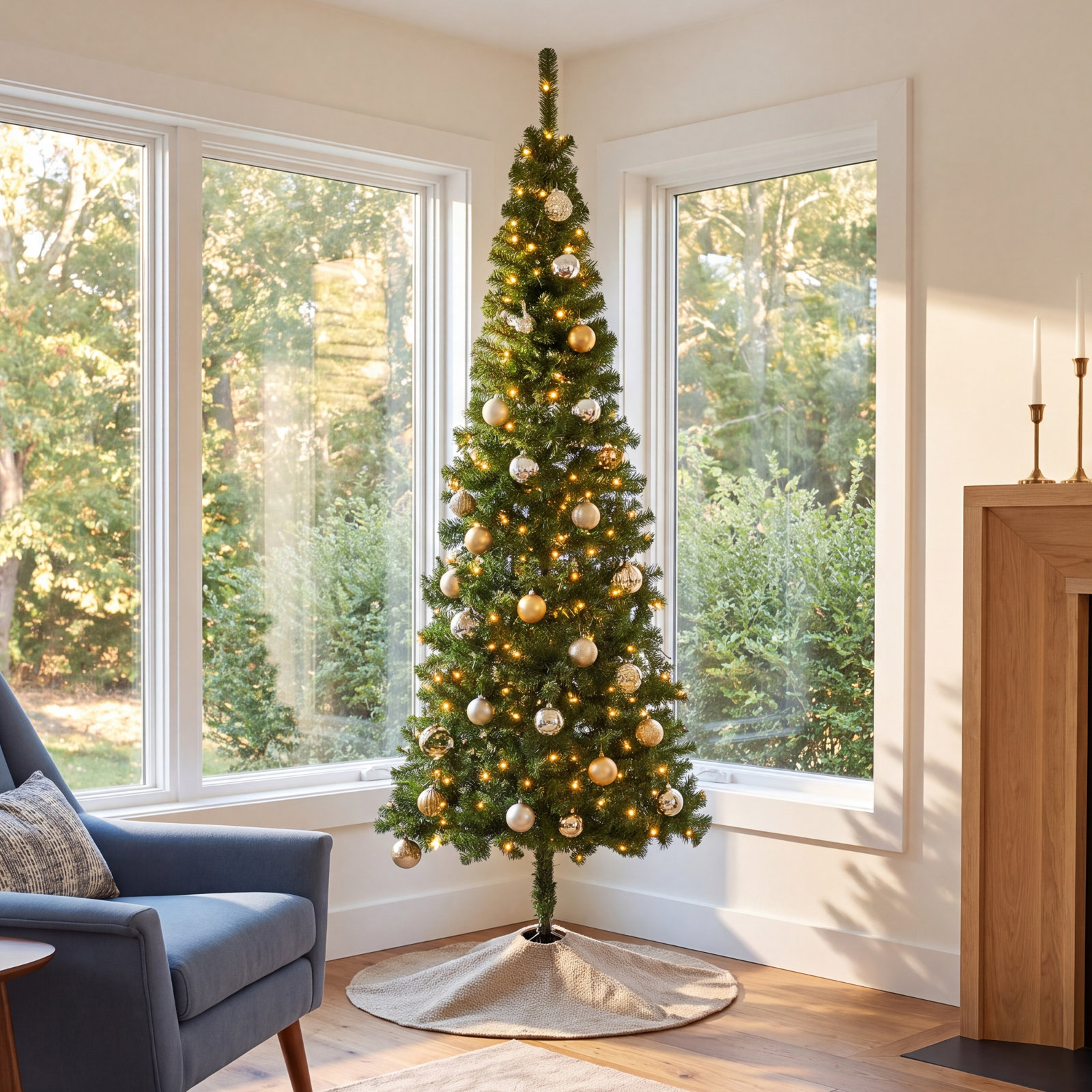 Pre-Lit Slim Spruce Christmas Tree, 7.5'