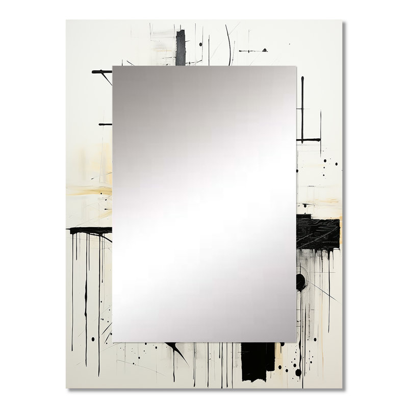 Hedd Grey and Black Fantasy horizon - Abstract Painting Decorative Mirror, Modern Wall Mirror, Printed Metal Art, 32" x 24"