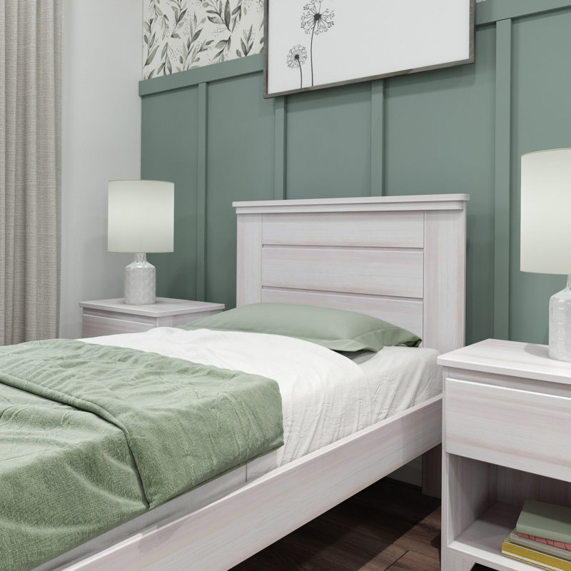  Ariarose Solid Wood Platform Bed, White Wash, Twin