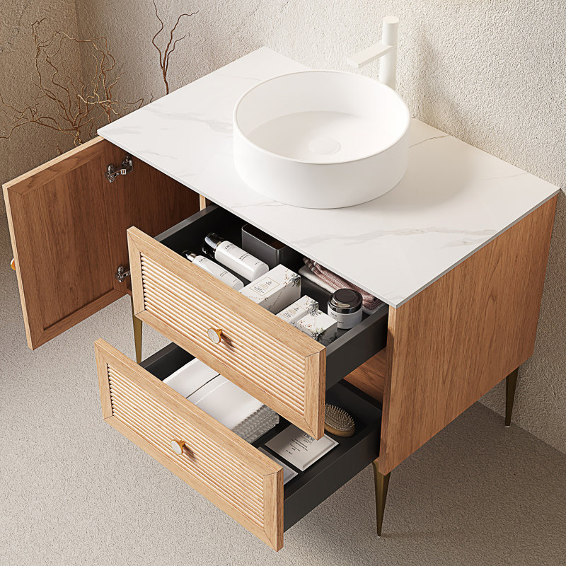 Meuble-lavabo autoportant avec 4 pieds en métal Modern, 36"