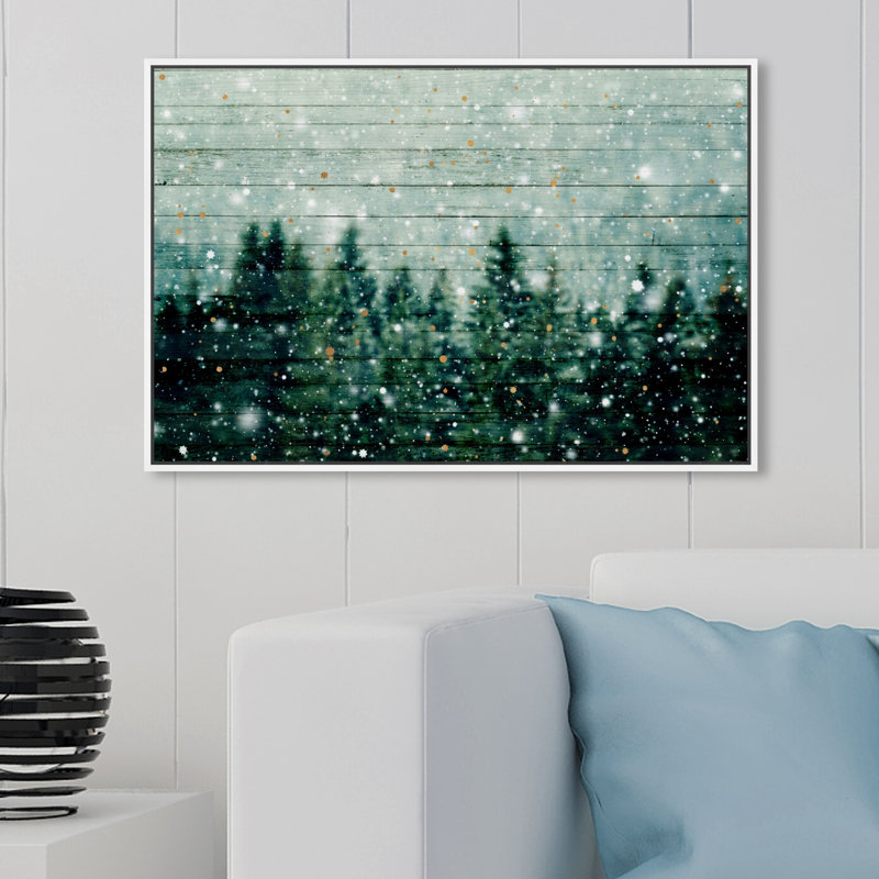 «Nature and Landscape Veil Stars Winter Forest», reproduction d'impression, Cadre blanc, H 24 po x l 36 po x 1,5 po