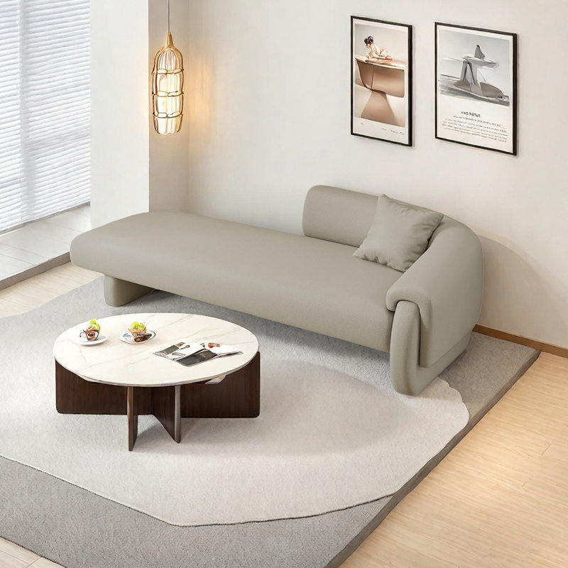 Fauteuil inclinable en similicuir léger et luxueux, Orienté à droite, Gris clair