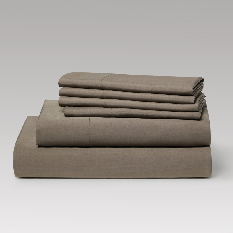 Kathy Ireland Bamboo Cooling 6 Piece Sheet Set with Deep Pockets, King sheet set with 6 additional pieces, Taupe