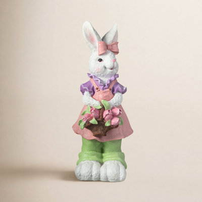Resin Easter Bunny Girl Holiday Accent