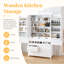 Grande armoire de rangement autoportante en bois avec 8 portes, 3 tablettes réglables, 7 tiroirs et 8 supports à vin-1820950531