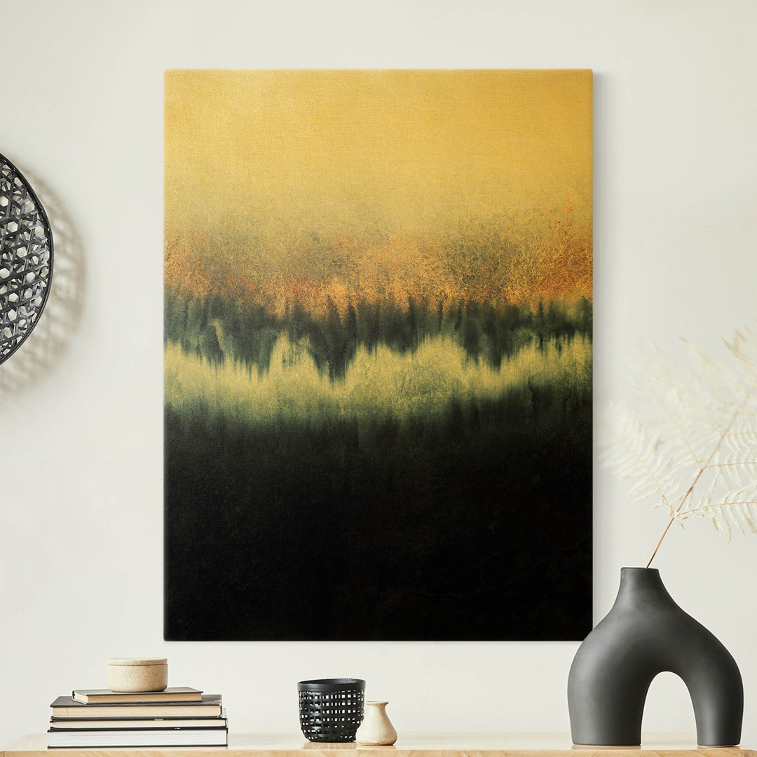 Leinwandbild - Goldener Horizont Aquarell