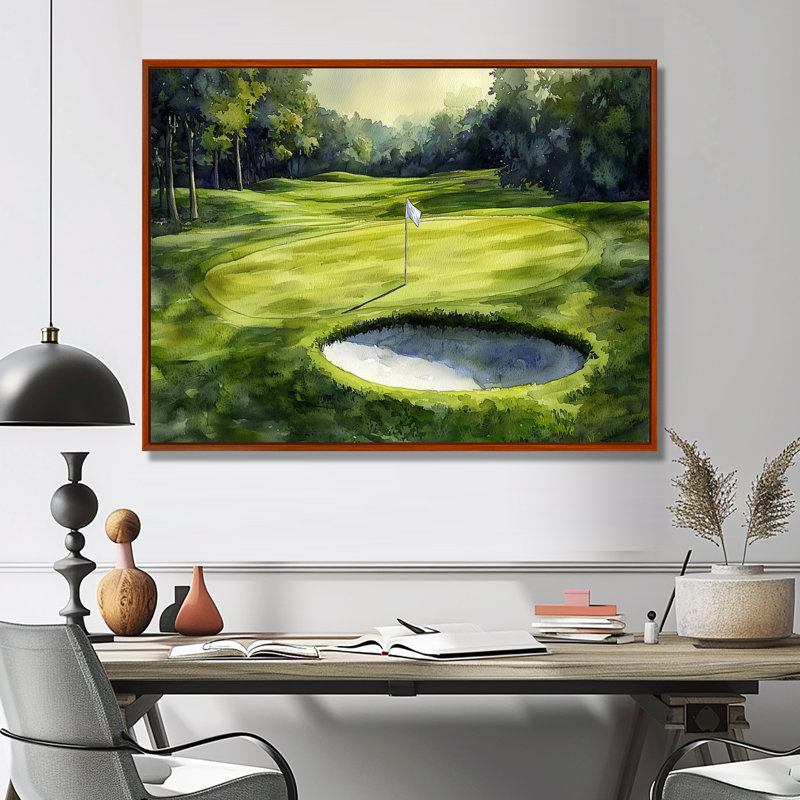 «Golf Course Champions Horizon II», art mural encadré, H 34 po x l 44 po, Brun, Cadre flottant