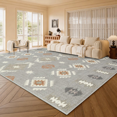 Abstract Machine Printed Shag Area Rug