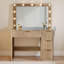 36.2" W Modern Vanity Desk With 4 Drawers, Led Lighted Mirror & Power Outlets, Natural-736424810