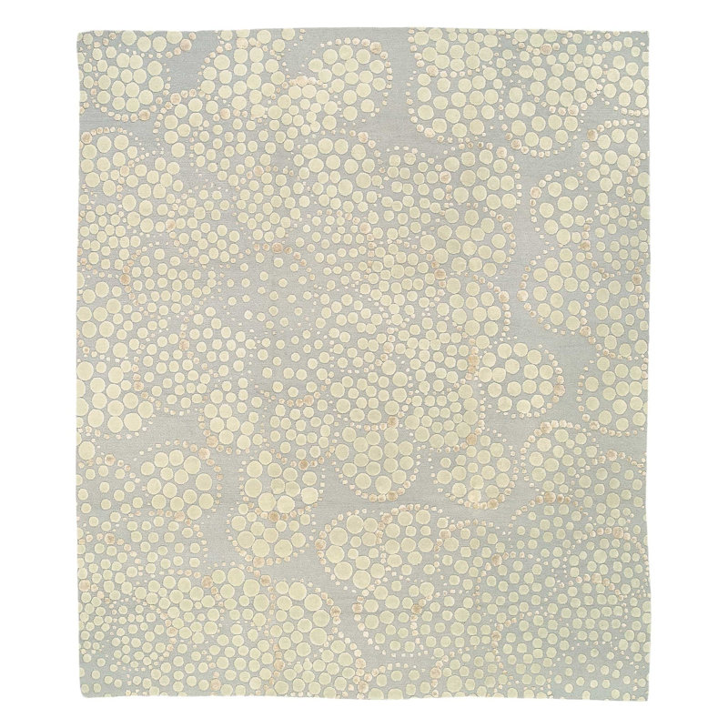 Effervescence Polka Dots Area Rug in Beige/Gray, Rectangle 9' x 12'