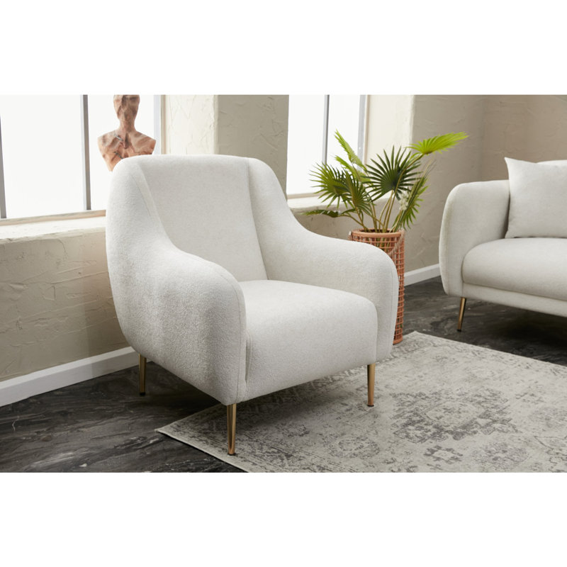 Fauteuil club Darron, 100 % polyester crème