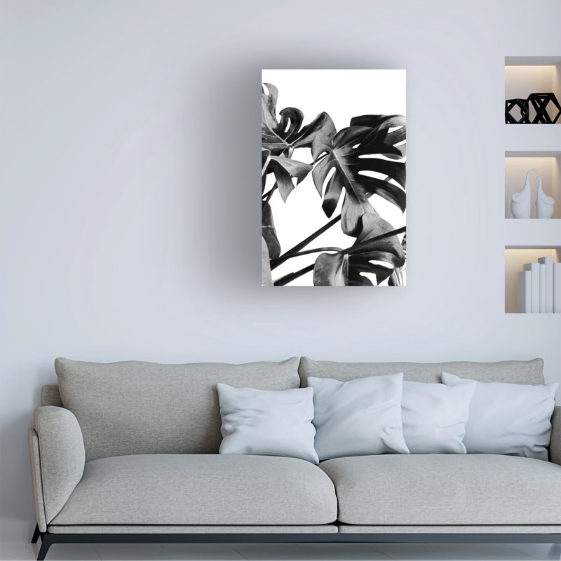 Art sur toile noir, noir et blanc, 12" H x 19" W