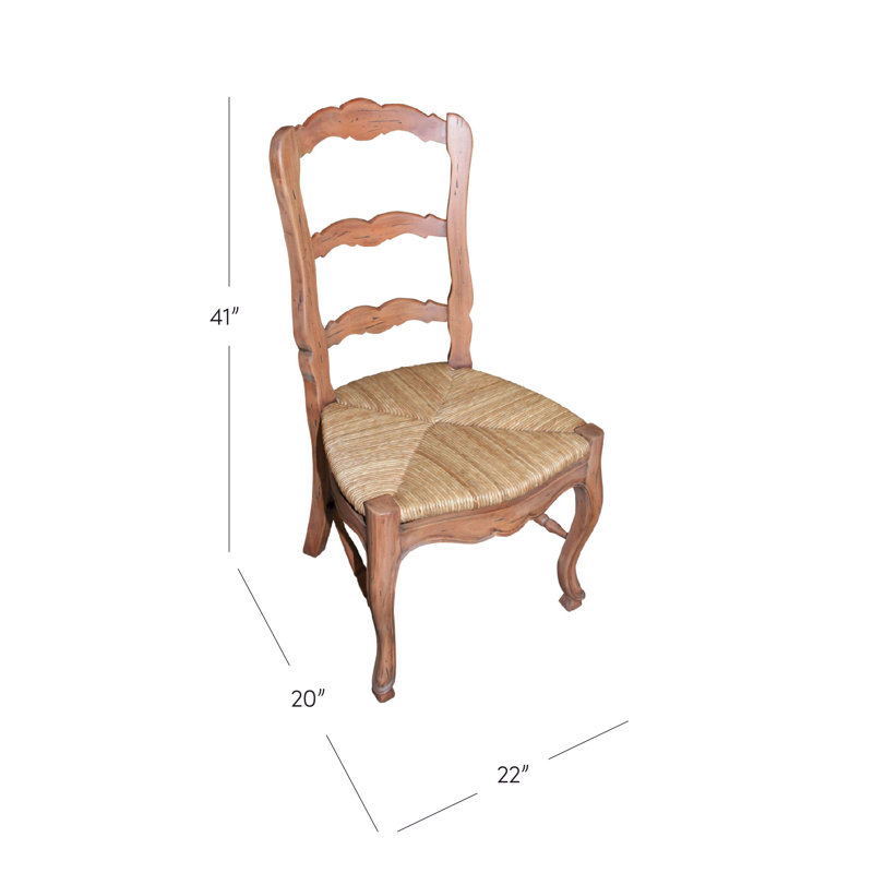 French Country 18'' H Mahogany Solid Wood Side Chair, Pine