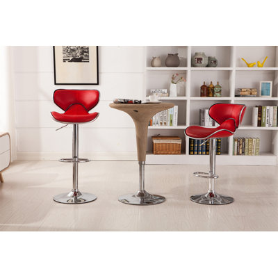 Upholstery Airlift Adjustable Swivel Barstool With Chrome Base, Set Of 2