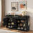 Farmhouse Sideboard With 3 Drawers, 4 Doors, Adjustable Shelf And Open Storage Compartments-986748922