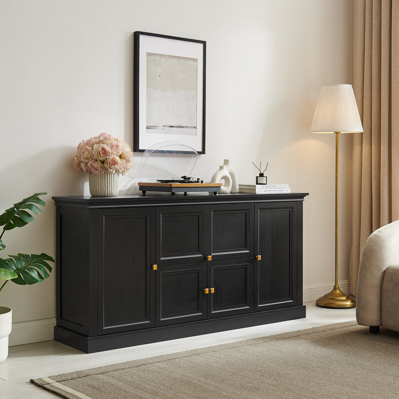 Grand buffet de 63 po avec tiroirs, tablettes et portes, Chêne