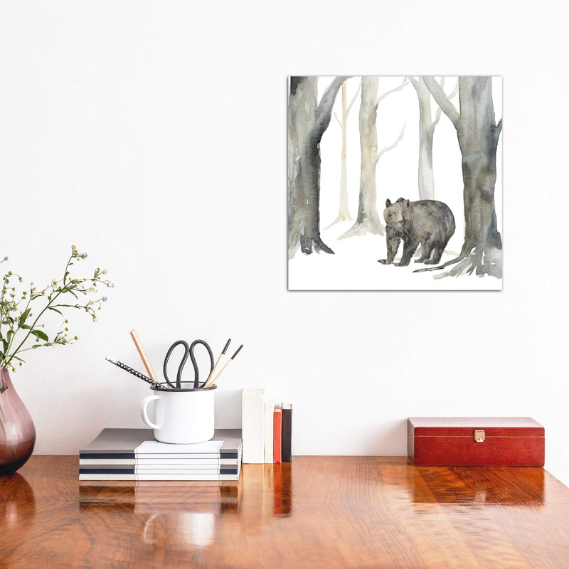 «Winter Forest Bear» par Tara Reed - reproduction imprimée, Toile tendue, Pas de tapis, H 26 po x l 26 po x P 1,5 po