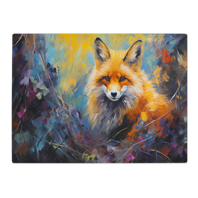 Fox Abstract Art  Glass Chopping Board