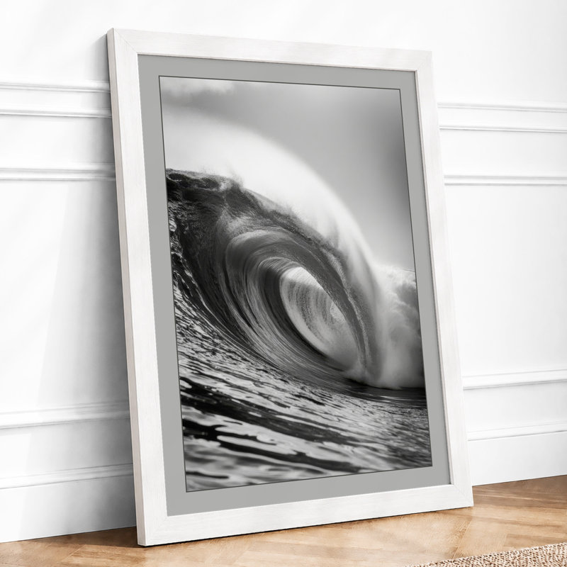 Wave Breaking Coastal - Framed Print, A4 - 29.7 x 21.0 cm, White