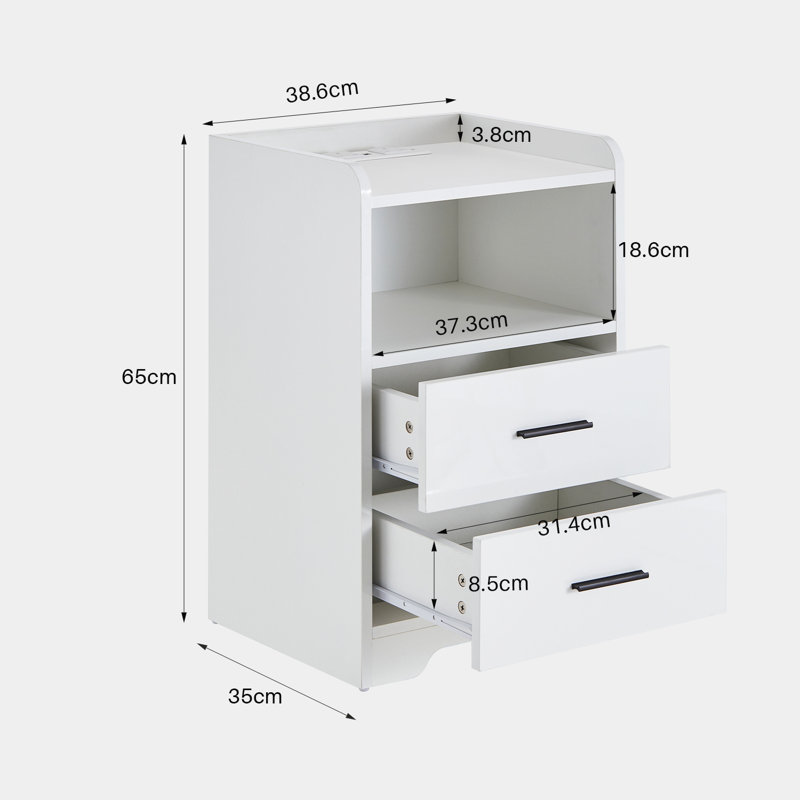 Lya 38.6cm W Manufactured Wood Bedside Table