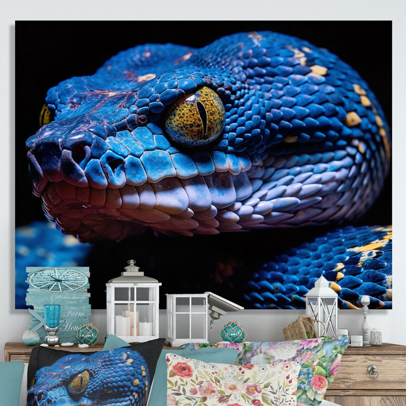 «Blue Anaconda Snake», reproduction de photo sur toile, H 12 po x l 20 po, Toile tendue