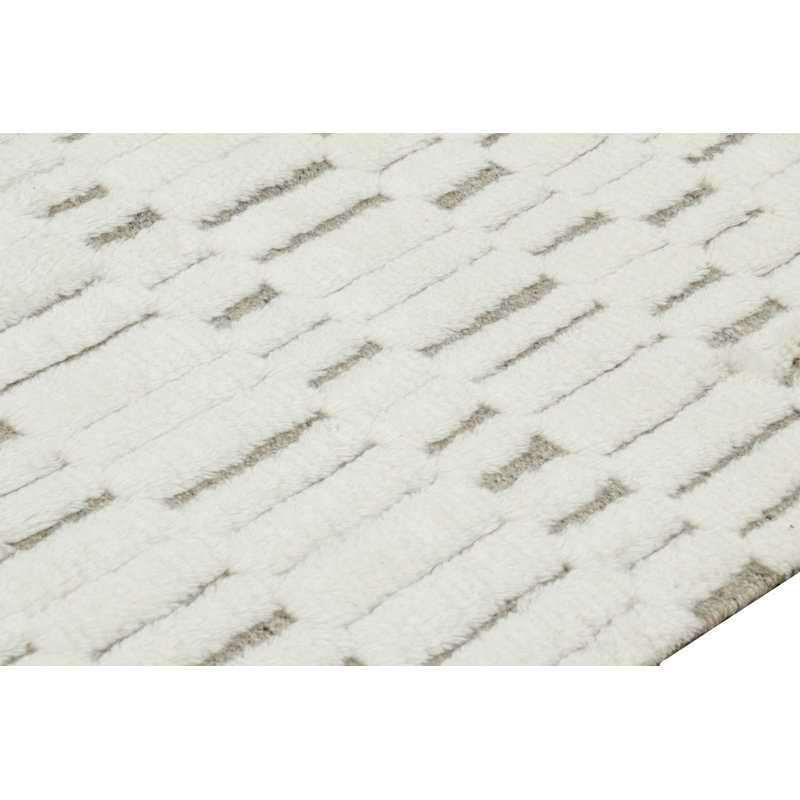 Hand Knotted Wool Geometric Area Rug, Rectangle 6' x 9'