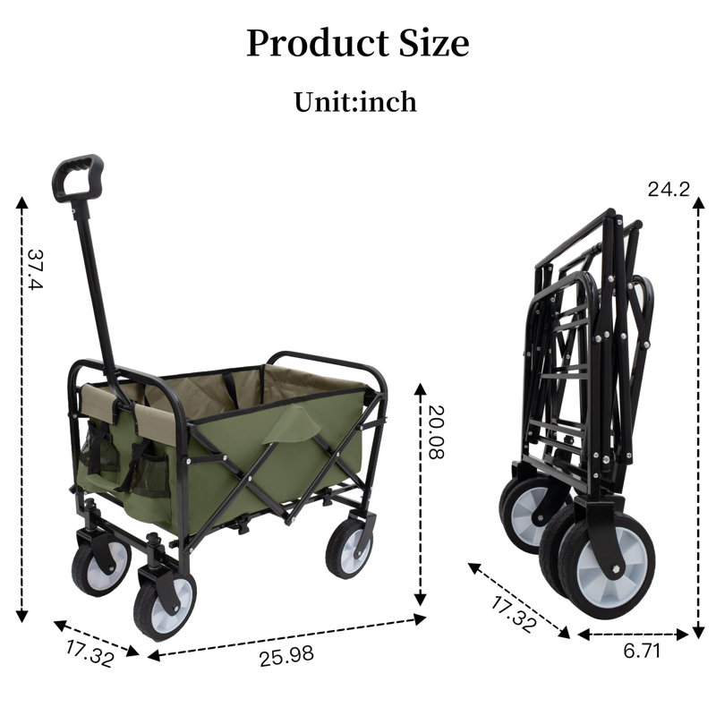 Chariot pliable pliable à 4 roues, Amy Green