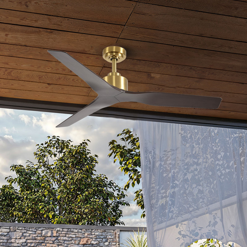 Kantor 52-Inch Indoor/Outdoor Champagne bronze with Dark Walnut Blades, Whisper-Silenc DC Motor, Remote Control, No Light Kit (3-Blade)