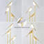 Lampe sur pied 1 pièce - Design Mid-Century avec lumières d'oiseaux réglables et tablette en bois - Structure en métal - Doré