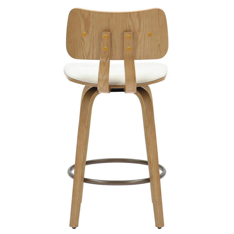Tabouret de comptoir pivotant de 26 po en tissu beige et naturel Mery, Beige