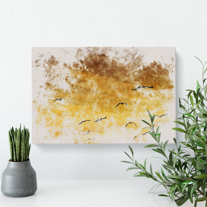 Flying Seagulls at Sunset - Wrapped Canvas, 50cm H x 76cm W x 3cm D