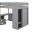 Lit mezzanine en bois avec placards, bureau à 2 tiroirs et armoire-656134519-656134522