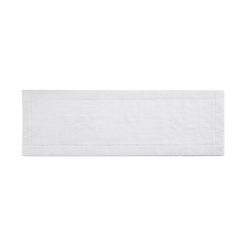 24X72" 100% Cotton Bath Rug, 3000 Gsm, White, Reversible, Fluffy & Soft, Machine Washable White Cotton, Superior Quality Fabric,