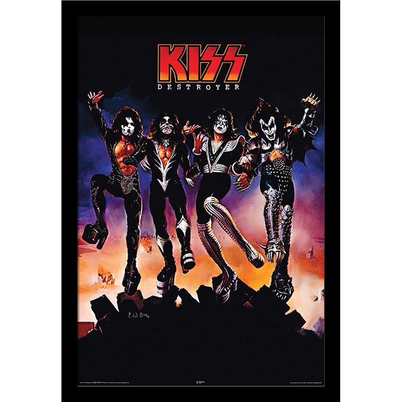 Kiss Destroyer - reproduction d'impression sur papier, Papier encadré noir