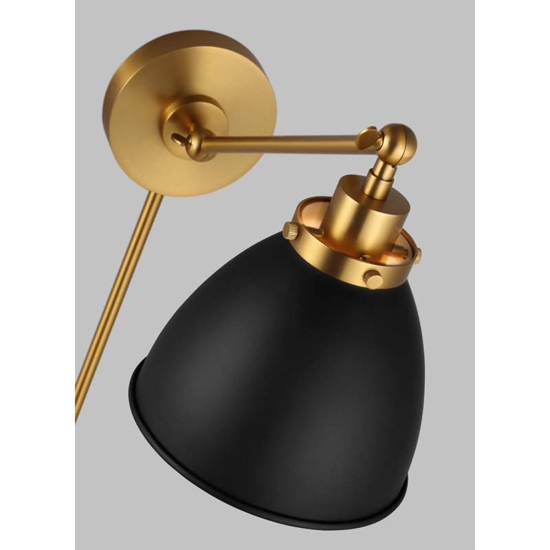 Wellfleet 1 - Light Armed Sconce, Midnight Black, Burnished Brass