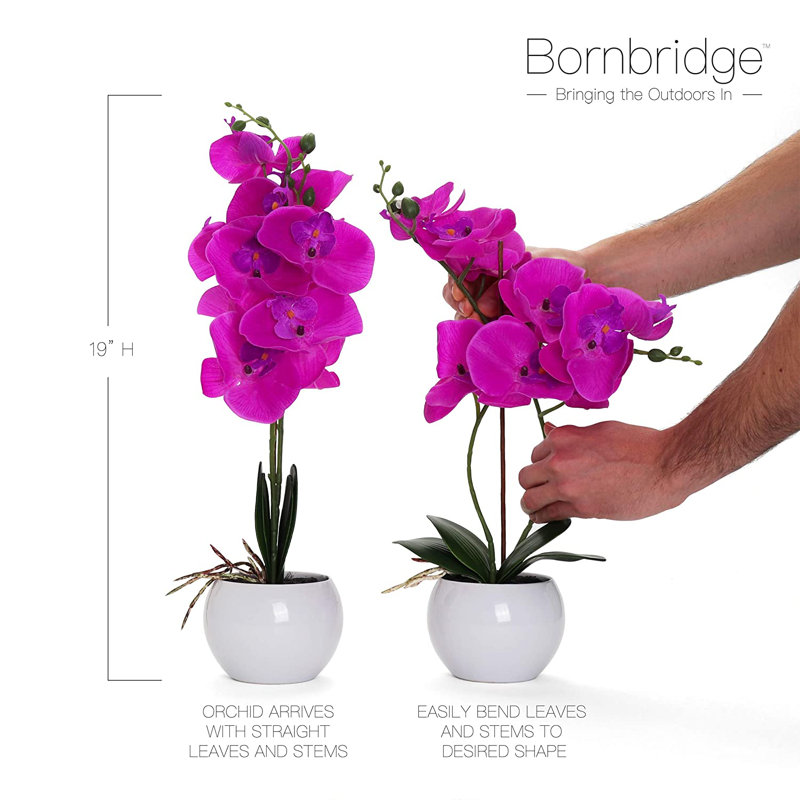 Faux Silk Orchid Arrangement in Vase, Violet