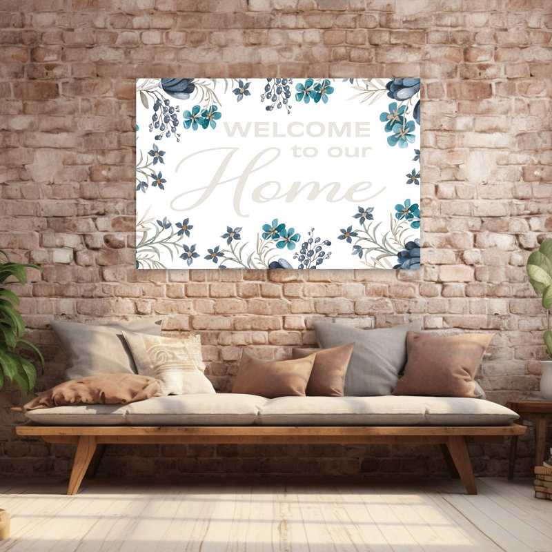 Welcome To Our Home Architecture contemporaine Art floral, H 40 po x l 60 po