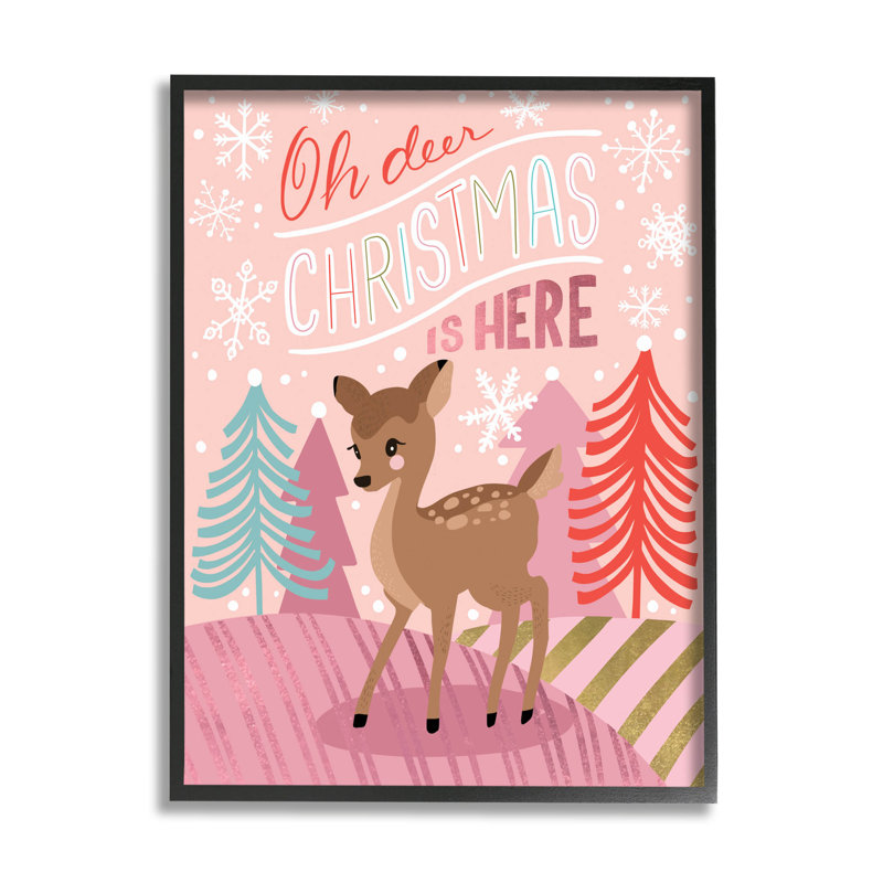 Oh Deer Christmas Is at-155, Giclée encadrée noir minuit, H 20 po x l 16 po x P 1,5 po