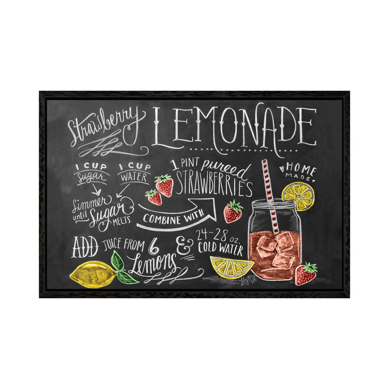 Strawberry Lemonade Recipe by Lily & Val - Wrapped Canvas Print, 66.04 cm H x 45.72 cm W, Black Framed Canvas