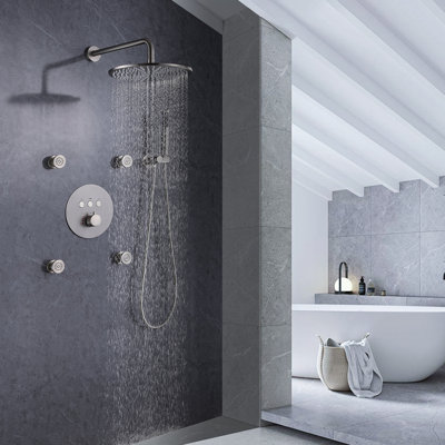 Système de douche mural multifonctionnel avec jets de corps et valve brute