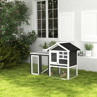 48" Waterproof Asphalt Roof - Grey Wooden Cage For Indoor And Outdoor Use Rabbit