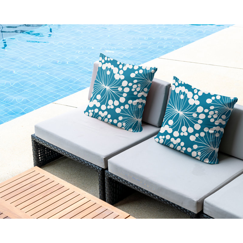 Housse et insert de coussin décoratif intérieur / extérieur en mélange de polyester, L 19 po x H 19 po, Turquoise