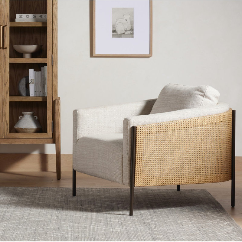 Jayda Linen Armchair, Gable Taupe Polyester Blend, Light Brown