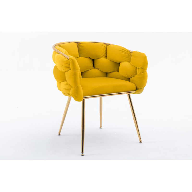Hummera Upholstered Accent Chair, Yellow Velvet, 1